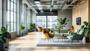 scandinavian naturally lit modern open office free seating area-1